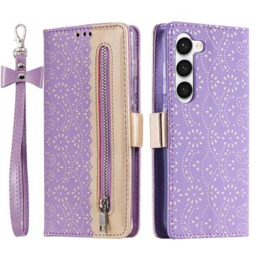 Lace Pattern Samsung Galaxy S23+ 5G Wallet Case - Purple