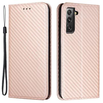 Samsung Galaxy S23+ 5G Wallet Case - Carbon Fiber - Rose Gold