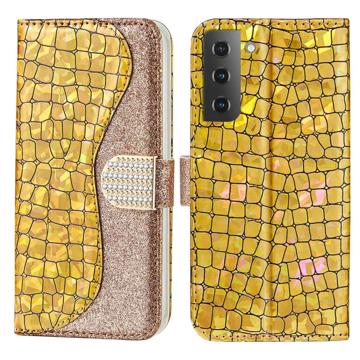 Croco Bling Series Samsung Galaxy S23+ 5G Wallet Case - Gold