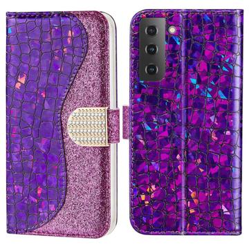 Croco Bling Series Samsung Galaxy S23+ 5G Wallet Case - Purple