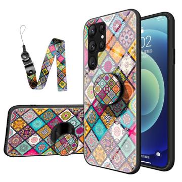 Checkered Pattern Samsung Galaxy S23 Ultra 5G Hybrid Case - Colorful Mandala