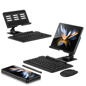 Samsung Galaxy Z Fold4 Stand w/ Bluetooth Keyboard, Mouse, Stylus Pen - Black