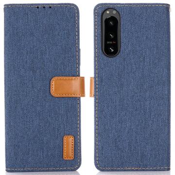 Jeans Series Sony Xperia 5 IV Wallet Case - Dark Blue