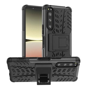 Anti-Slip Sony Xperia 5 IV Hybrid Case with Stand - Black