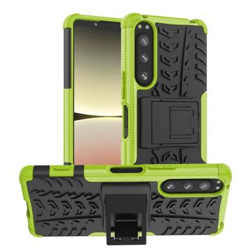 Anti-Slip Sony Xperia 5 IV Hybrid Case with Stand - Green / Black