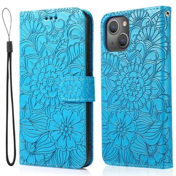 Flowers iPhone 14 Wallet Case - Blue