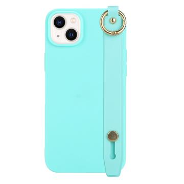 Candy Color iPhone 14 Plus TPU Case with Hand Strap - Baby Blue