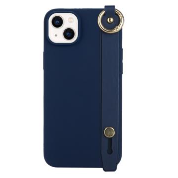Candy Color iPhone 14 Plus TPU Case with Hand Strap - Dark Blue