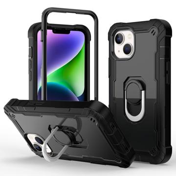 3-in-1 Shockproof iPhone 14 Plus Hybrid Case - Black