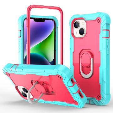 3-in-1 Shockproof iPhone 14 Plus Hybrid Case - Mint / Rose