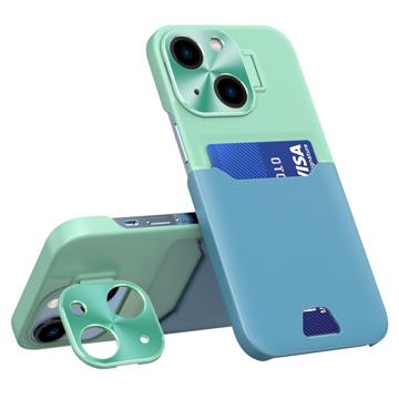 CamStand iPhone 14 Plus Case with Card Slot - Light Green / Light Blue