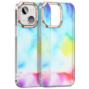 Watercolor Glitter iPhone 14 Plus Hybrid Case - Cyan