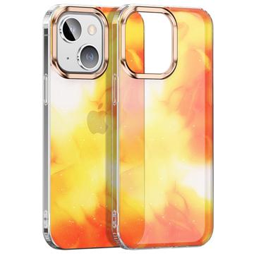 Watercolor Glitter iPhone 14 Plus Hybrid Case - Yellow