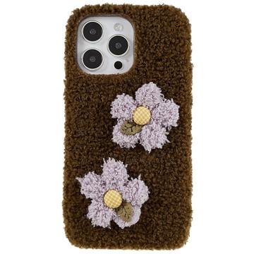 Fluffy Flower Series iPhone 14 Pro TPU Case - Brown