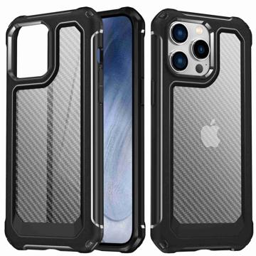 Anti-Scratch Carbon Fiber iPhone 14 Pro Hybrid Case - Black