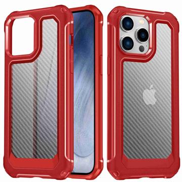 Anti-Scratch Carbon Fiber iPhone 14 Pro Hybrid Case - Red