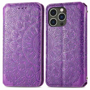 Mandala Series iPhone 14 Pro Wallet Case - Purple