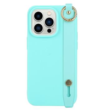 Candy Color iPhone 14 Pro Max TPU Case with Hand Strap - Baby Blue