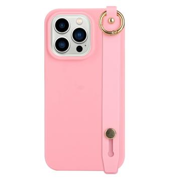 Candy Color iPhone 14 Pro Max TPU Case with Hand Strap - Pink
