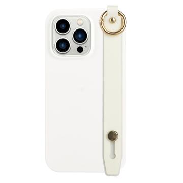 Candy Color iPhone 14 Pro Max TPU Case with Hand Strap - White