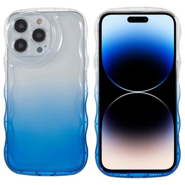 Wavy Edge Gradient iPhone 14 Pro Max TPU Case - Blue
