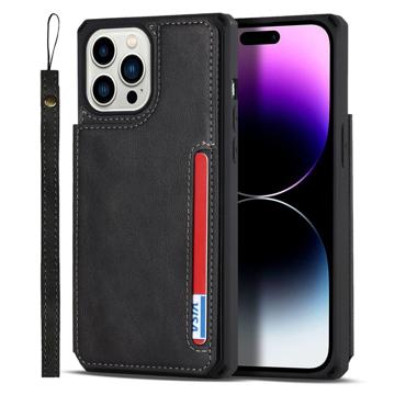 iPhone 14 Pro Max Magnetic Kickstand Wallet Case - Black
