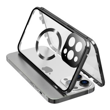 iPhone 15 Pro Max Case Double Sided HD Tempered Glass Phone Cover Compatible with MagSafe - Black