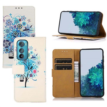 Glam Series Motorola Edge 30 Wallet Case - Flowering Tree / Blue