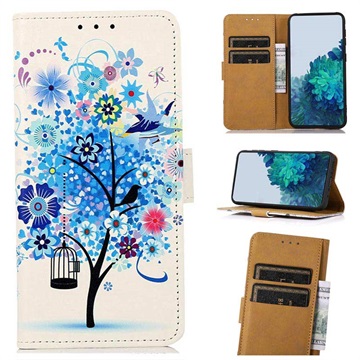 Glam Series Sony Xperia 10 IV Wallet Case - Flowering Tree / Blue
