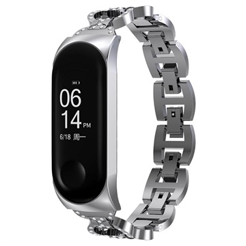 Xiaomi Mi Band 5/6 Glam Stainless Steel Strap - Silver