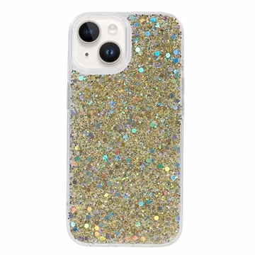 iPhone 15 Plus Glitter Flakes TPU Case - Gold