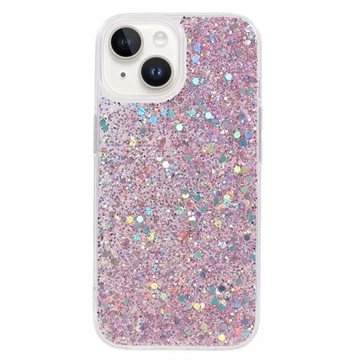 iPhone 15 Plus Glitter Flakes TPU Case - Pink