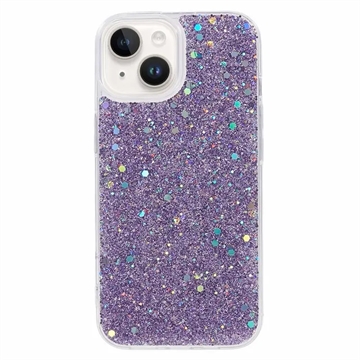 iPhone 15 Plus Glitter Flakes TPU Case - Purple