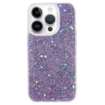 iPhone 15 Pro Glitter Flakes TPU Case - Purple