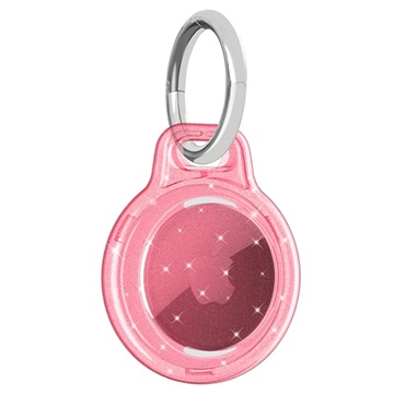 Glitter Powder Apple AirTag Case with Keychain - Pink
