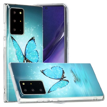 Samsung Galaxy Note20 Ultra Glow in the Dark TPU Case - Blue / Butterfly