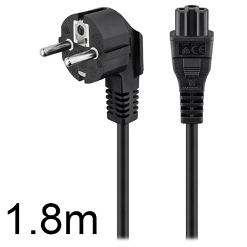Photos - Cable (video, audio, USB) Goobay 90-degree Type F / IEC C5 Power Cable - 1.8m - Black 