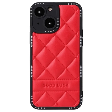 Good Luck Rhombic Grid iPhone 14 Plus Hybrid Case - Red
