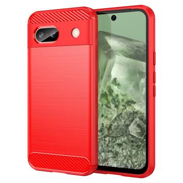 Google Pixel 8a Brushed TPU Case - Carbon Fiber - Red