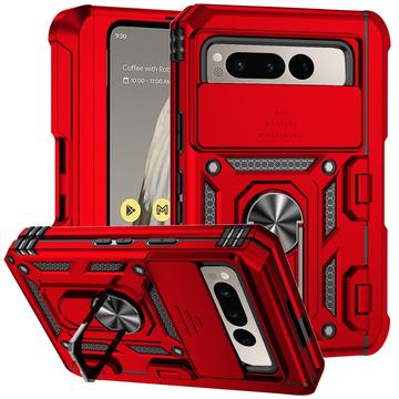 Google Pixel Fold Rotary Ring Hybrid Case with Camera Shield - Red