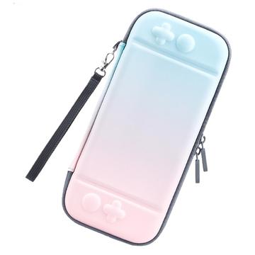 Gradient Color Storage Bag for Nintendo Switch Anti-drop Portable PU Leather Protective Case - Blue/Pink