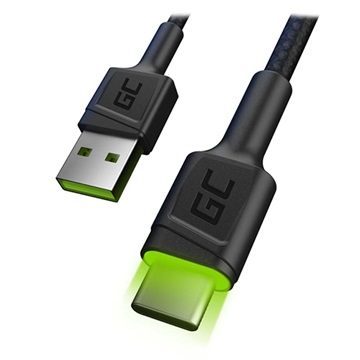 Photos - Cable (video, audio, USB) Green Cell Ray Fast USB-C Cable with LED Light - 1.2m 