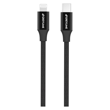 GreyLime 18W Braided USB-C / Lightning Cable - MFi Certified - 1m - Black