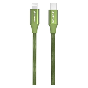 GreyLime 18W Braided USB-C / Lightning Cable - MFi Certified - 1m - Green