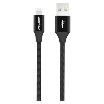 GreyLime Braided USB-A / Lightning Cable - MFi Certified - 1m - Black