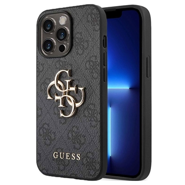 Guess 4G Big Metal Logo iPhone 14 Pro Hybrid Case - Grey
