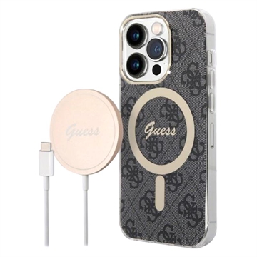 Guess 4G Edition Bundle Pack iPhone 14 Pro Case & Wireless Charger - Black