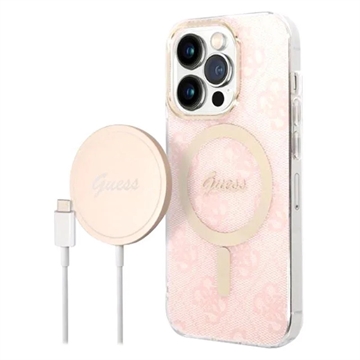 Guess 4G Edition Bundle Pack iPhone 14 Pro Case & Wireless Charger - Pink