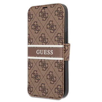 Guess 4G Printed Stripe iPhone 13 Mini Flip Case - Brown