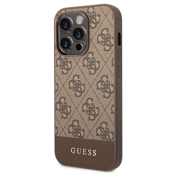 Guess 4G Stripe iPhone 14 Pro Hybrid Case - Brown